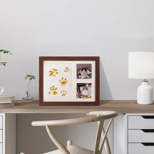 Pet Paw Print Frame Kit with Air-Dry Clay and Photo Display