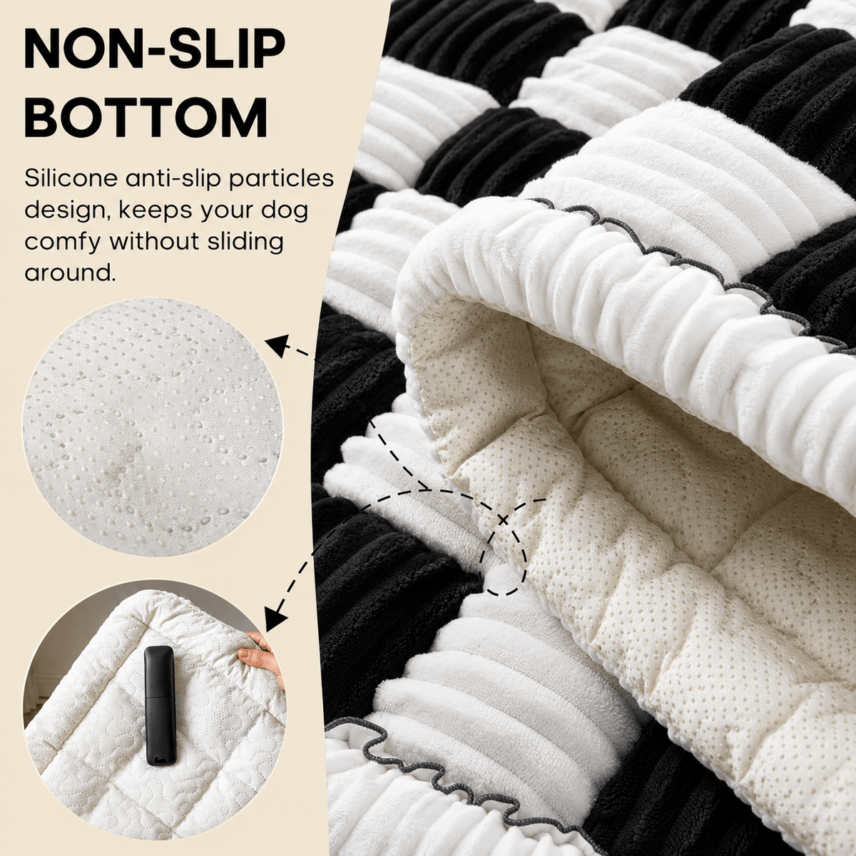 The underside of the Noblias back seat dog bed mat, magnified to show the silicone anti-slip particles.
