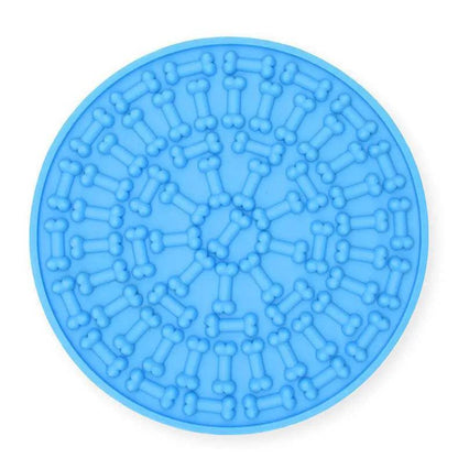 Blue Noblias 2-piece lick mats with suction cups, designed as slow feeders for dogs and cats to promote healthy eating.