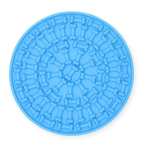 Blue Noblias 2-piece lick mats with suction cups, designed as slow feeders for dogs and cats to promote healthy eating.