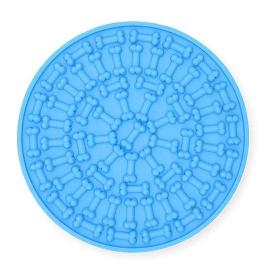 Blue Noblias 2-piece lick mats with suction cups, designed as slow feeders for dogs and cats to promote healthy eating.