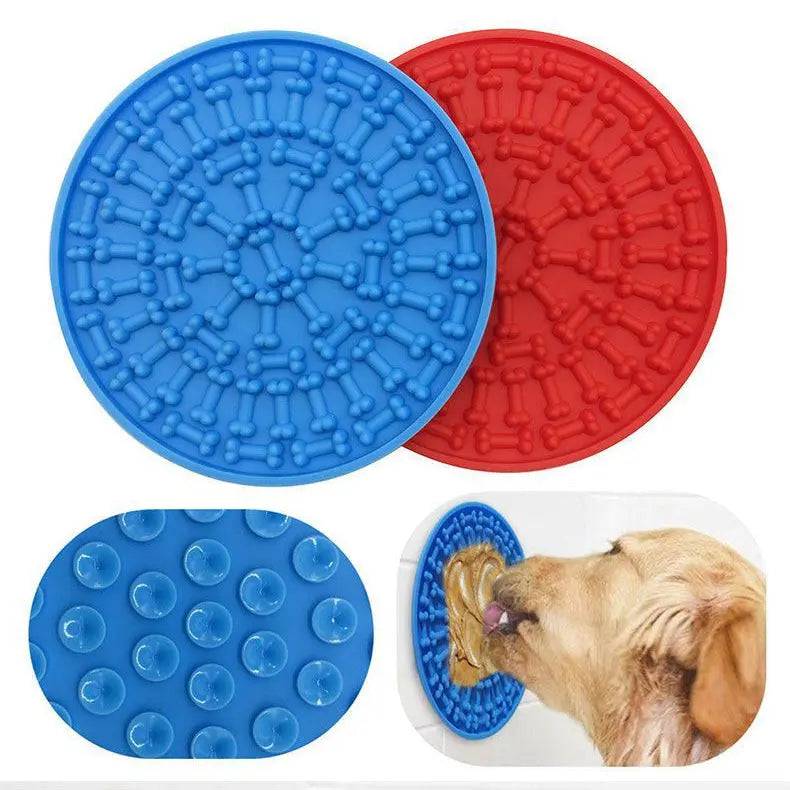 Two Noblias blue lick mats with suction cups, designed as slow feeders for dogs and cats to promote healthy eating.