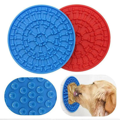 Two Noblias blue lick mats with suction cups, designed as slow feeders for dogs and cats to promote healthy eating.