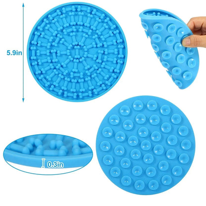 Blue Noblias 2-piece lick mats for dogs and cats, featuring suction cups to slow feed and entertain pets.