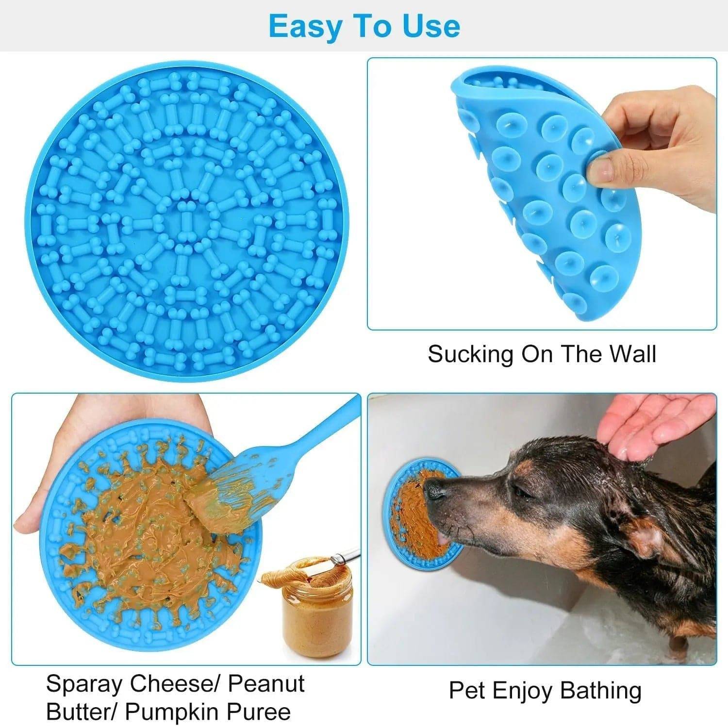 Blue Noblias 2PCS lick mats with suction cups, slow feeder for dogs and cats, designed to entertain and reduce feeding speed.