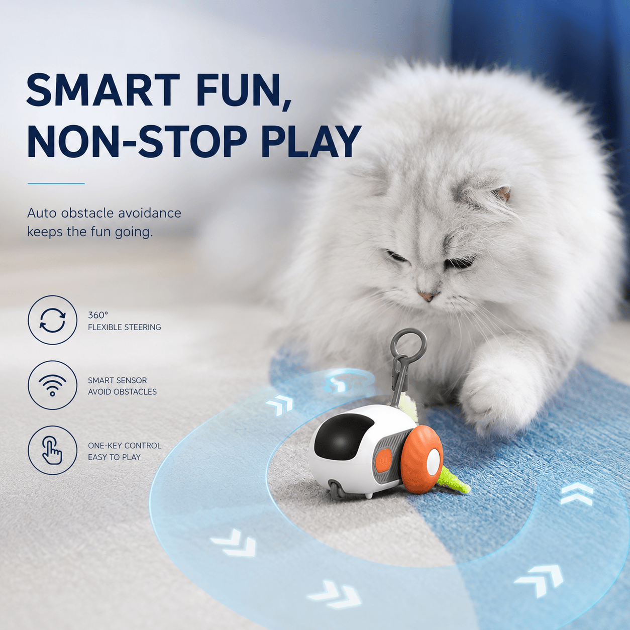 Blue Noblias interactive remote control rechargeable exercise robot toy for pets, designed to entertain and engage animals.