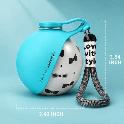Blue Noblias portable dog water bottle with leak-proof design and built-in bowl for convenient travel and hydration.