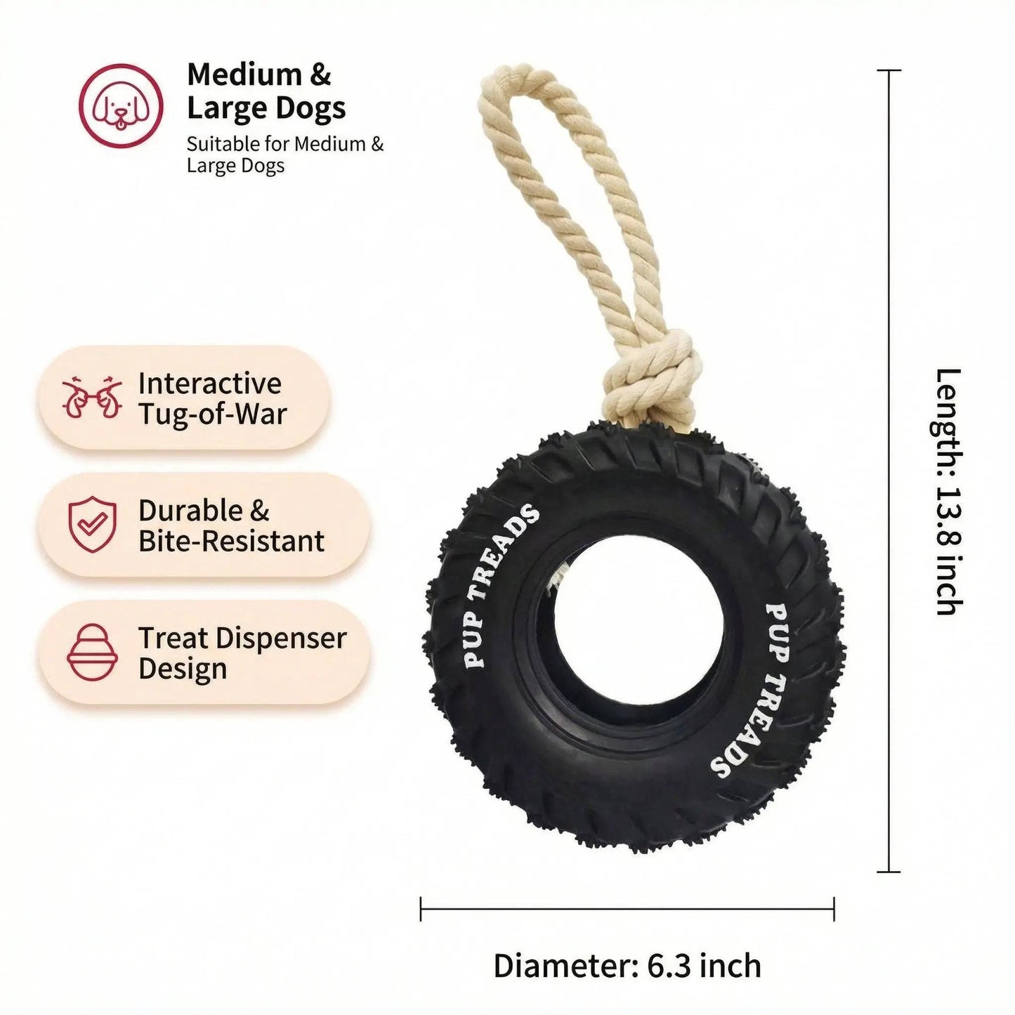 Blue Noblias dog chew tire made of tough rubber with rope for play and IQ training, designed for durable canine fun and mental stimulation.