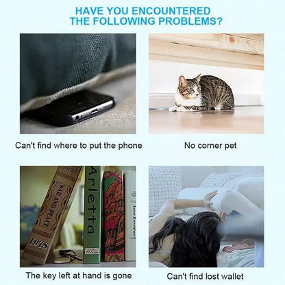 Panel asking whether you have lost a phone, cat, keys or wallet, illustrating uses for the Bluetooth pet tracker.