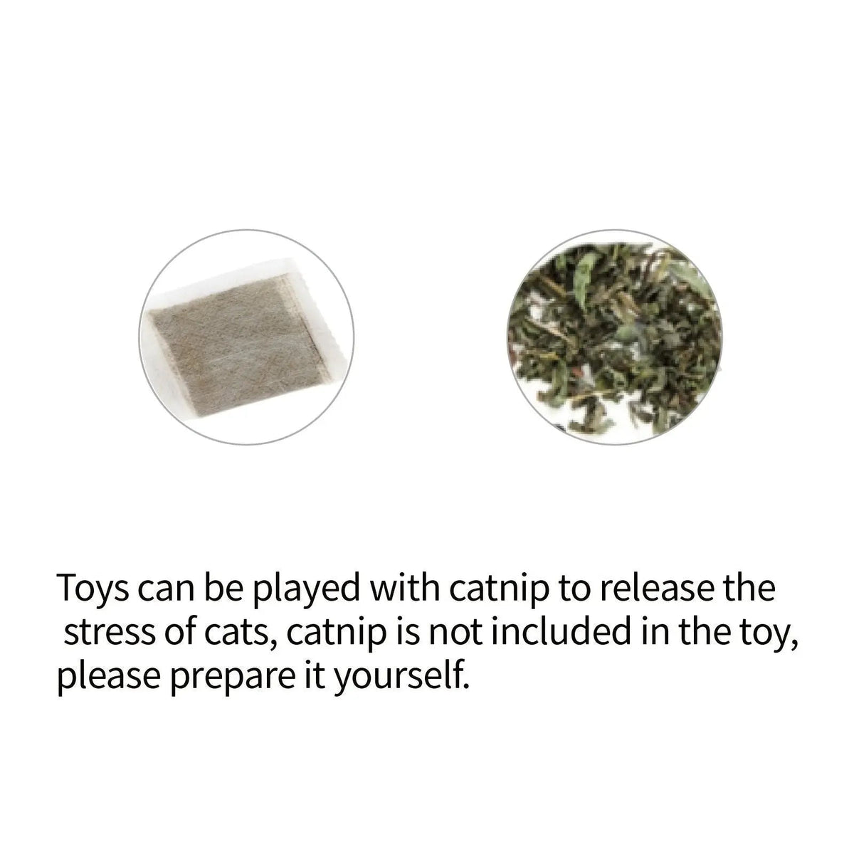 Catnip sachet and loose catnip with a note that the cat corner self groomer can be used with catnip, which is not included.