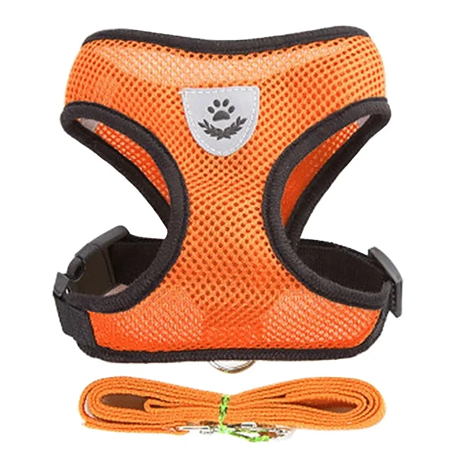 Orange reflective cat harness vest and leash set for safe outdoor walking