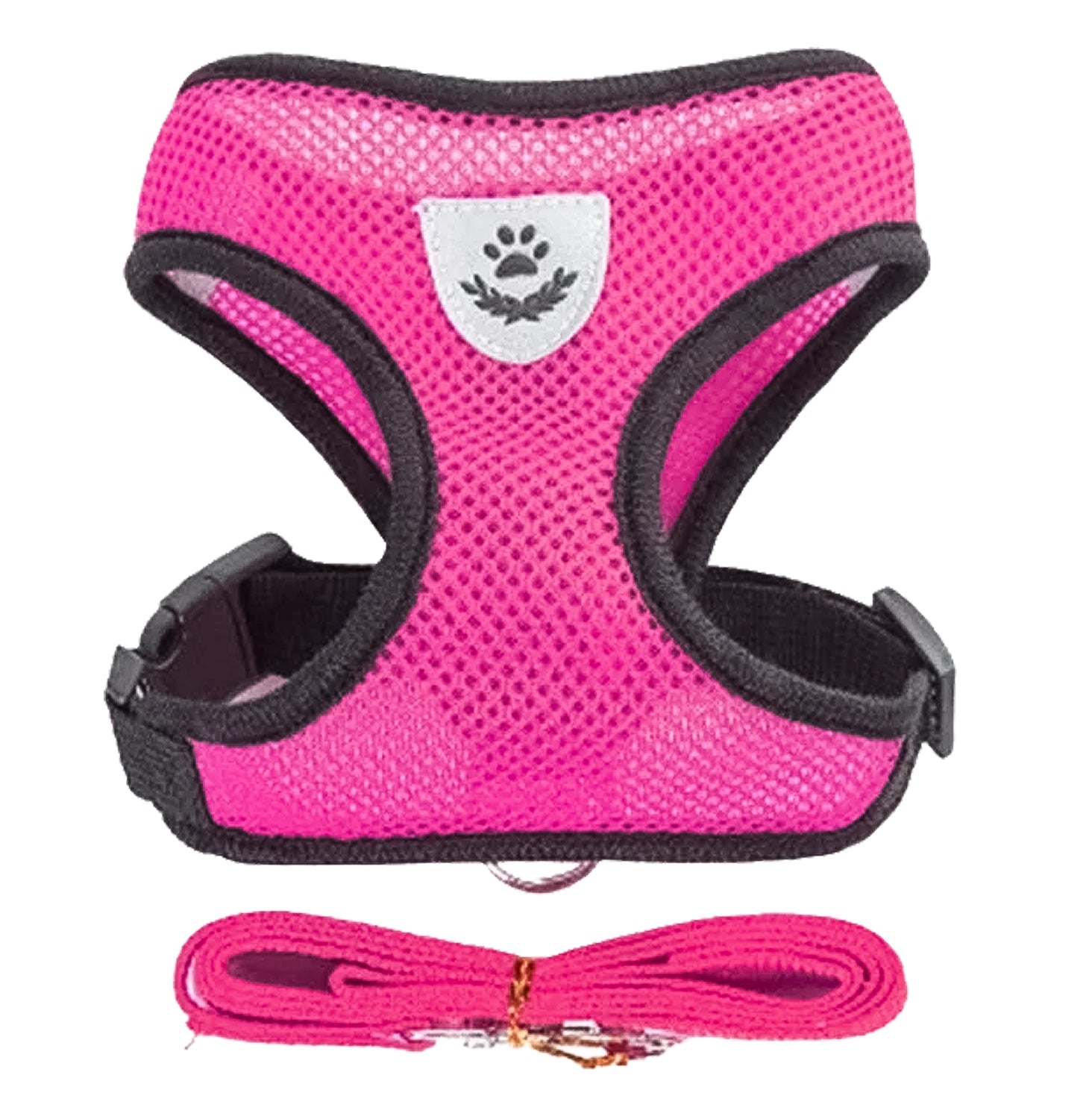 Pink soft mesh cat harness vest with matching leash for kittens