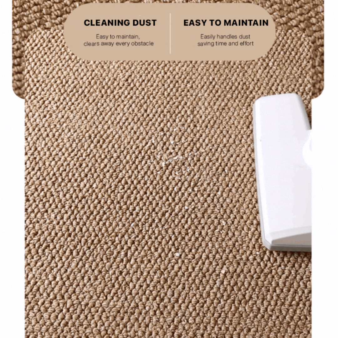Animation showing dust and loose fur being lifted off the Noblias cat scratching mat for easy maintenance.