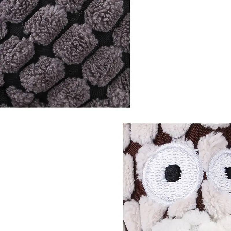 Close-ups of the corduroy texture and the embroidered eyes of the corduroy rope dog toy.