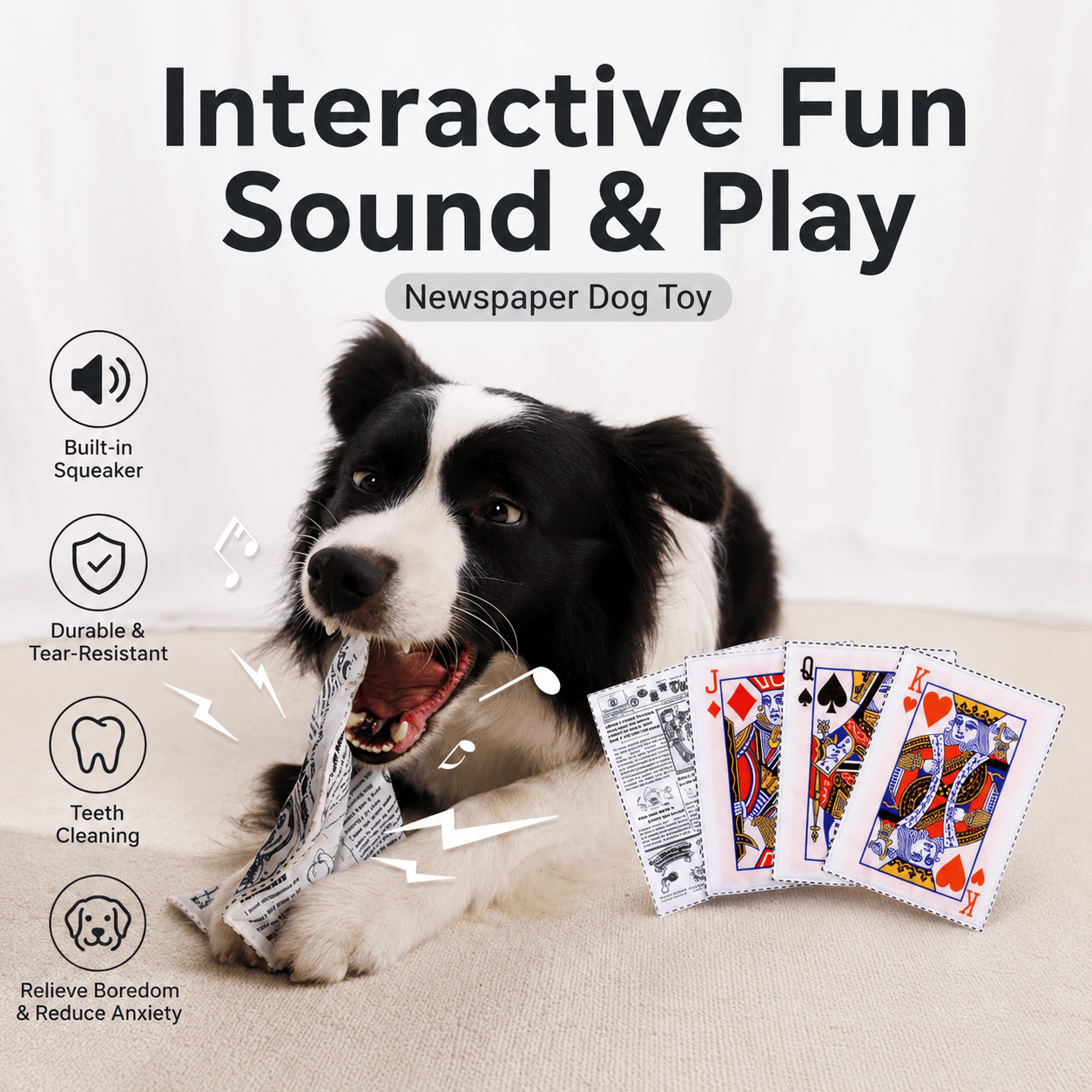 Noblias crinkle newspaper dog toy made of crinkly paper for playful chewing and fetching fun for dogs.