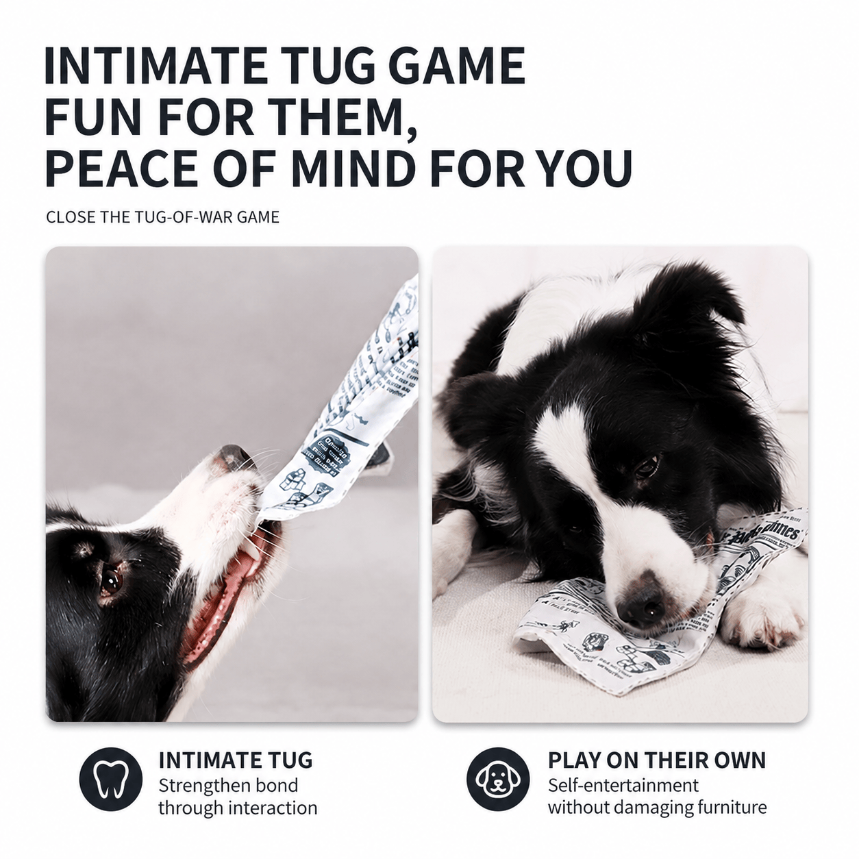 Noblias crinkle newspaper dog toy with textured crinkly paper surface for interactive play and chewing.
