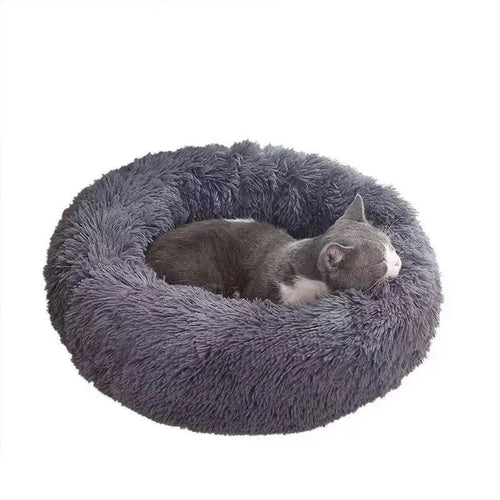 Dark grey Noblias orthopedic dog bed, 16-inch size, designed for anxiety relief and comfort for small dogs.