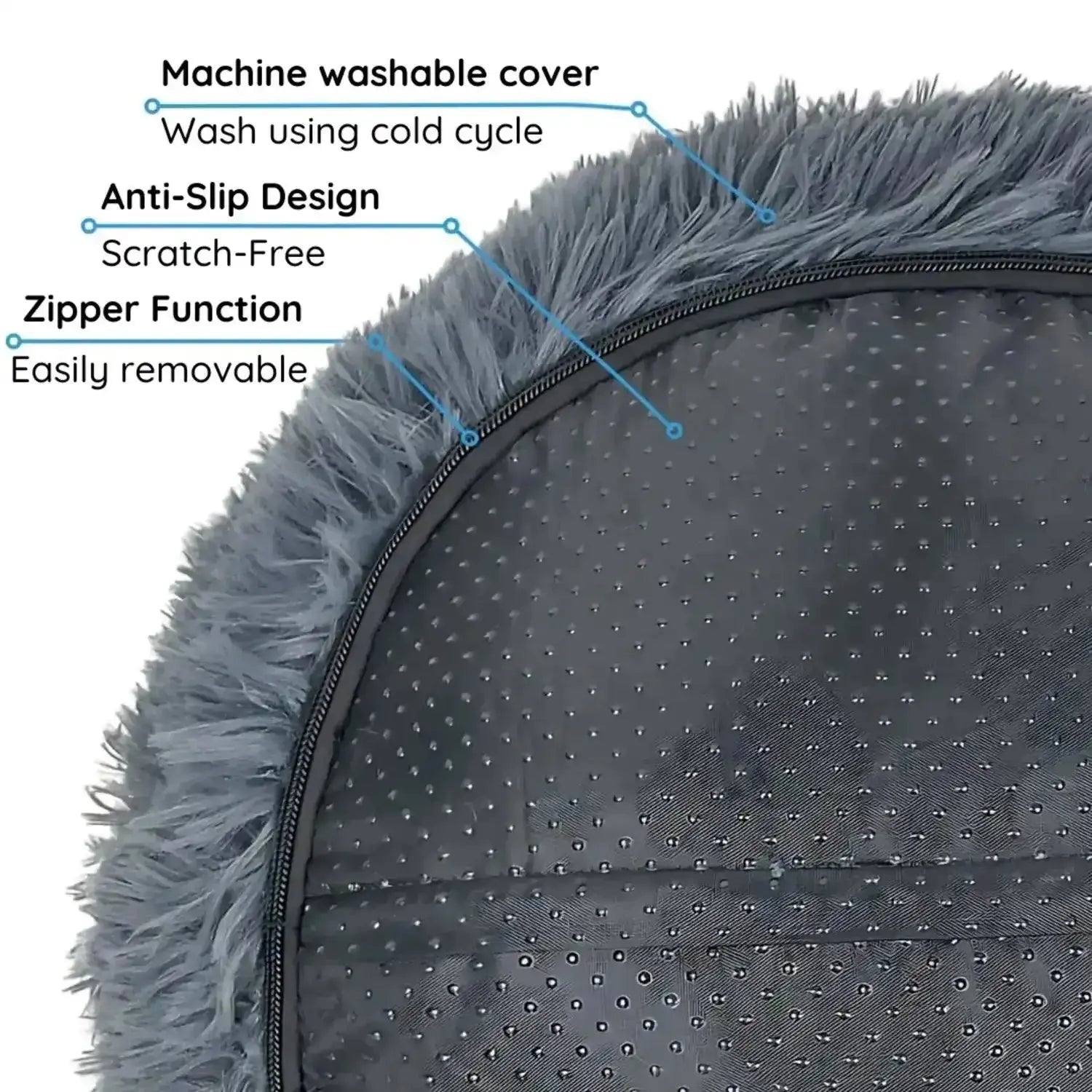 Dark grey Noblias calming orthopedic dog bed designed for anxiety relief, measuring 16 inches (40 cm) for small pets.