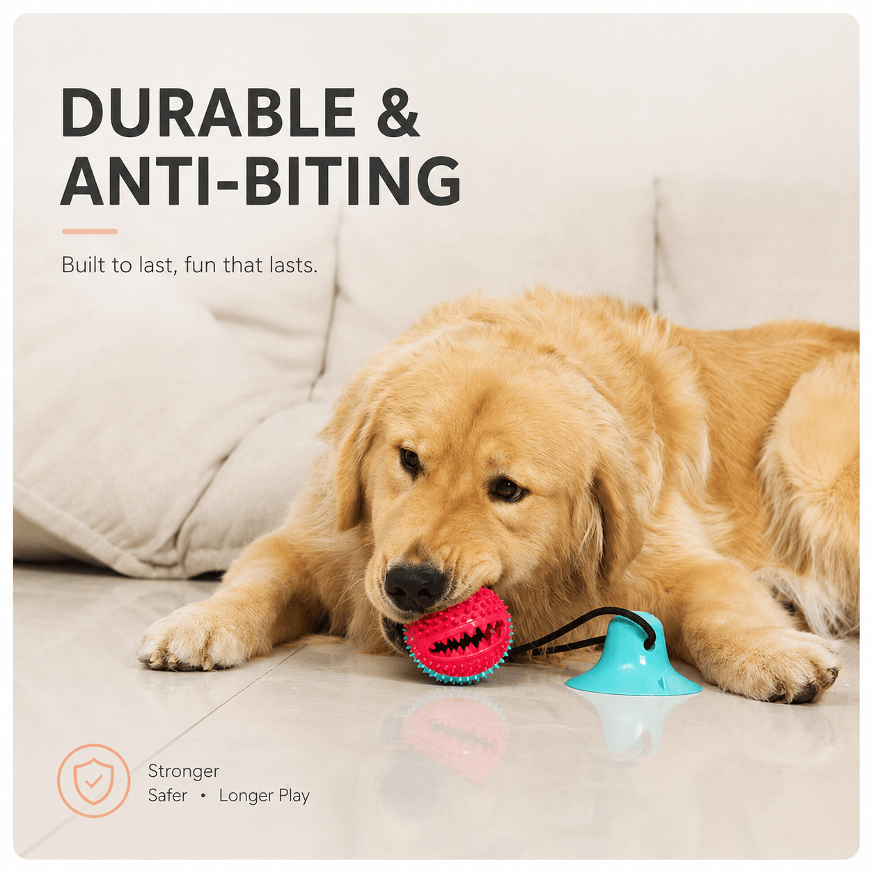 Durable Noblias dog chew toy designed for aggressive chewers, made of tough rubber to withstand strong biting.