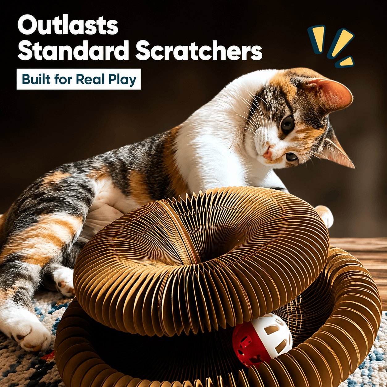 Interactive Honeycomb Cat Scratcher Lounge by Noblias, showing a modern, honeycomb-shaped foam lounge for cats to scratch and relax.