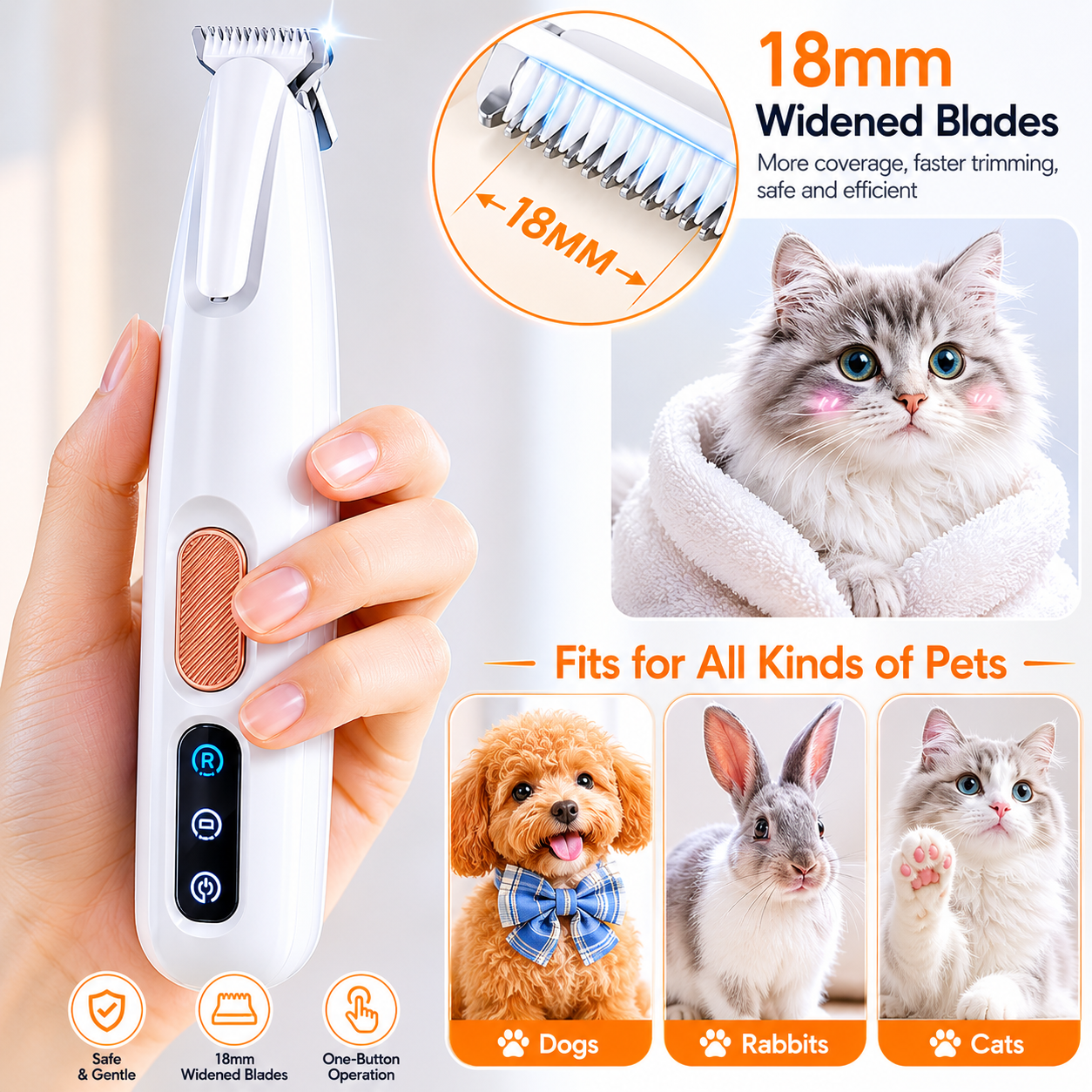 Noblias rechargeable LED dog paw and face trimmer with precision blades for grooming pets' paws and faces.