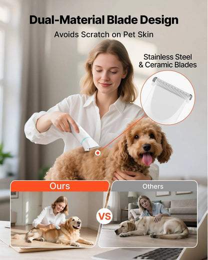Cordless Noblias pet grooming kit with dog clippers and nail grinder set, featuring a grooming tool and accessories for dogs.