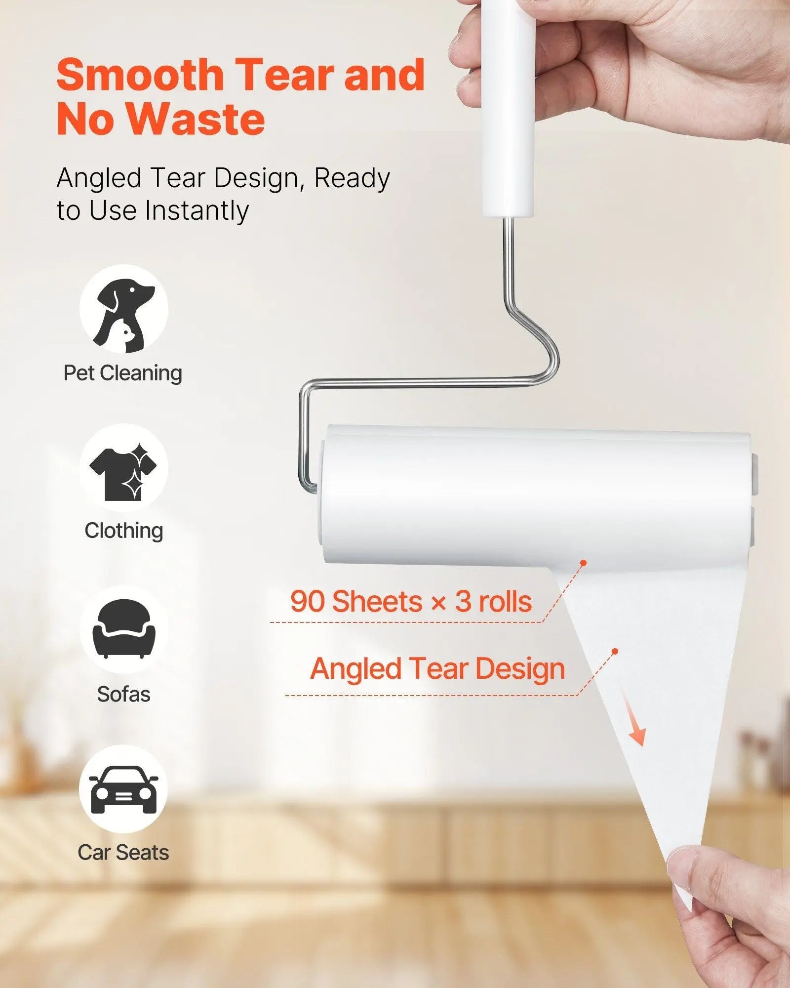 Noblias Pet Hair Lint Rollers 3-pack with sticky rollers for removing pet hair from furniture and clothing