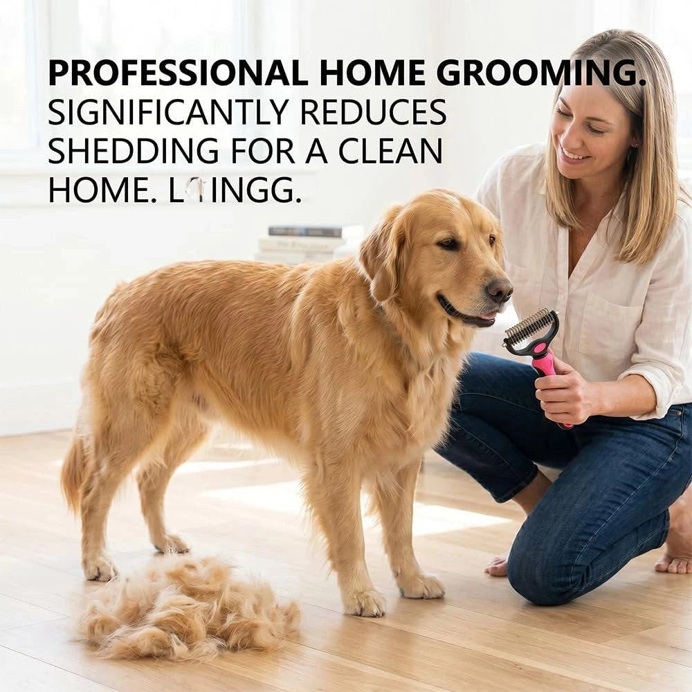 Blue Noblias double-sided dematting comb for dogs and cats, designed for gentle deshedding and detangling fur.