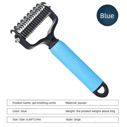 The Noblias detangling comb with the blue handle shown on its own against a white background.
