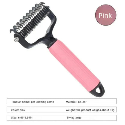 The Noblias detangling comb with the pink handle shown on its own against a white background.