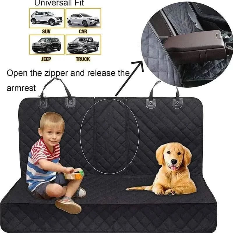 Black Noblias waterproof dog car seat cover for back seat protection, durable and easy to clean for pet travel safety.