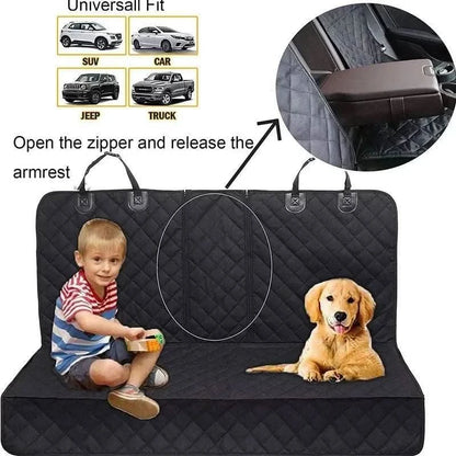 Black Noblias waterproof dog car seat cover for back seat protection, durable and easy to clean for pet travel safety.