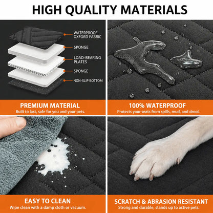 The layered material of the Noblias dog car seat extender shown as premium, fully waterproof, easy to clean and scratch resistant.