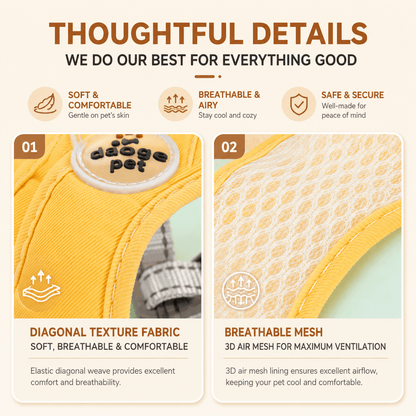 Close ups of the yellow harness showing the elastic diagonal weave outer fabric and the 3D air mesh lining inside.