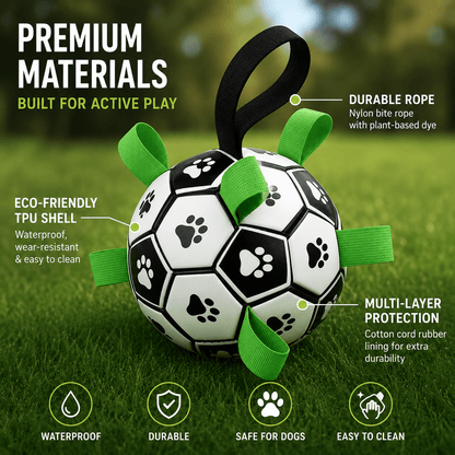 Premium materials panel naming the eco-friendly TPU shell, the nylon tab rope with plant-based dye and the multi-layer cotton cord rubber lining