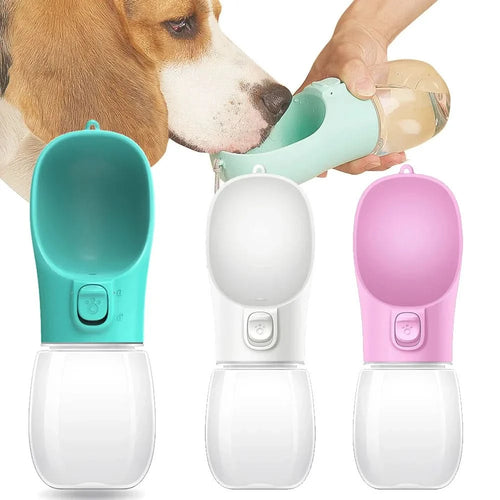 Black Noblias portable dog water bottle with built-in bowl, 550ml capacity, ideal for on-the-go hydration for dogs