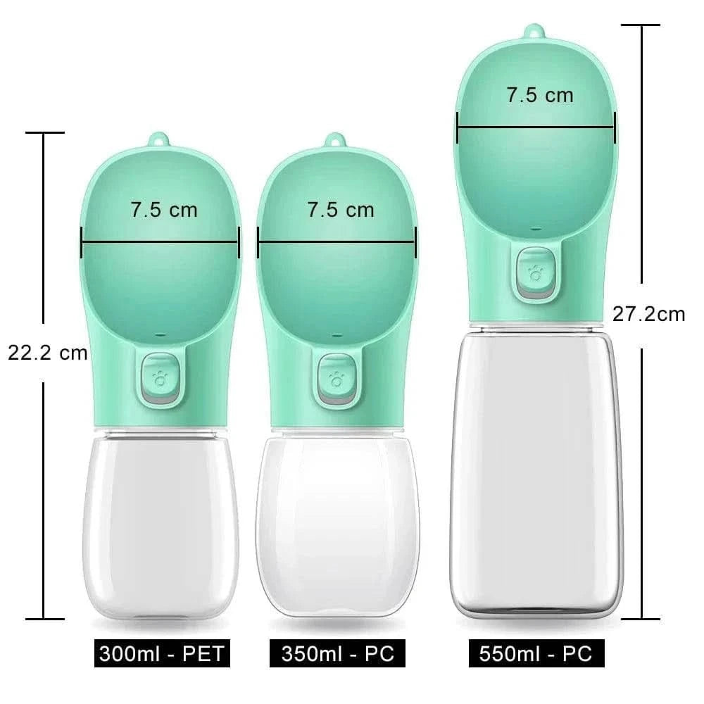 Black Noblias portable dog water bottle with built-in bowl, 550ml capacity, designed for convenient pet hydration on the go.