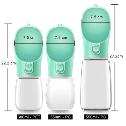 Black Noblias portable dog water bottle with built-in bowl, 550ml capacity, designed for convenient pet hydration on the go.