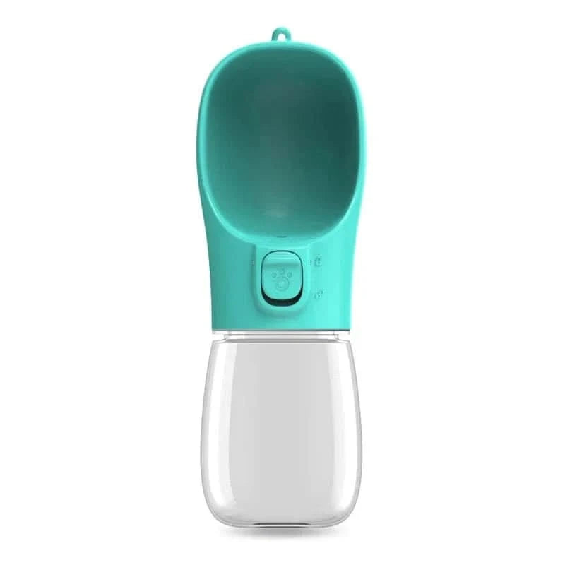 Black Noblias portable dog water bottle with built-in bowl and 550ml capacity, ideal for on-the-go pet hydration.