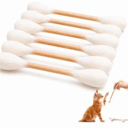 Set of six giant Q tip cat toys with plain white handles