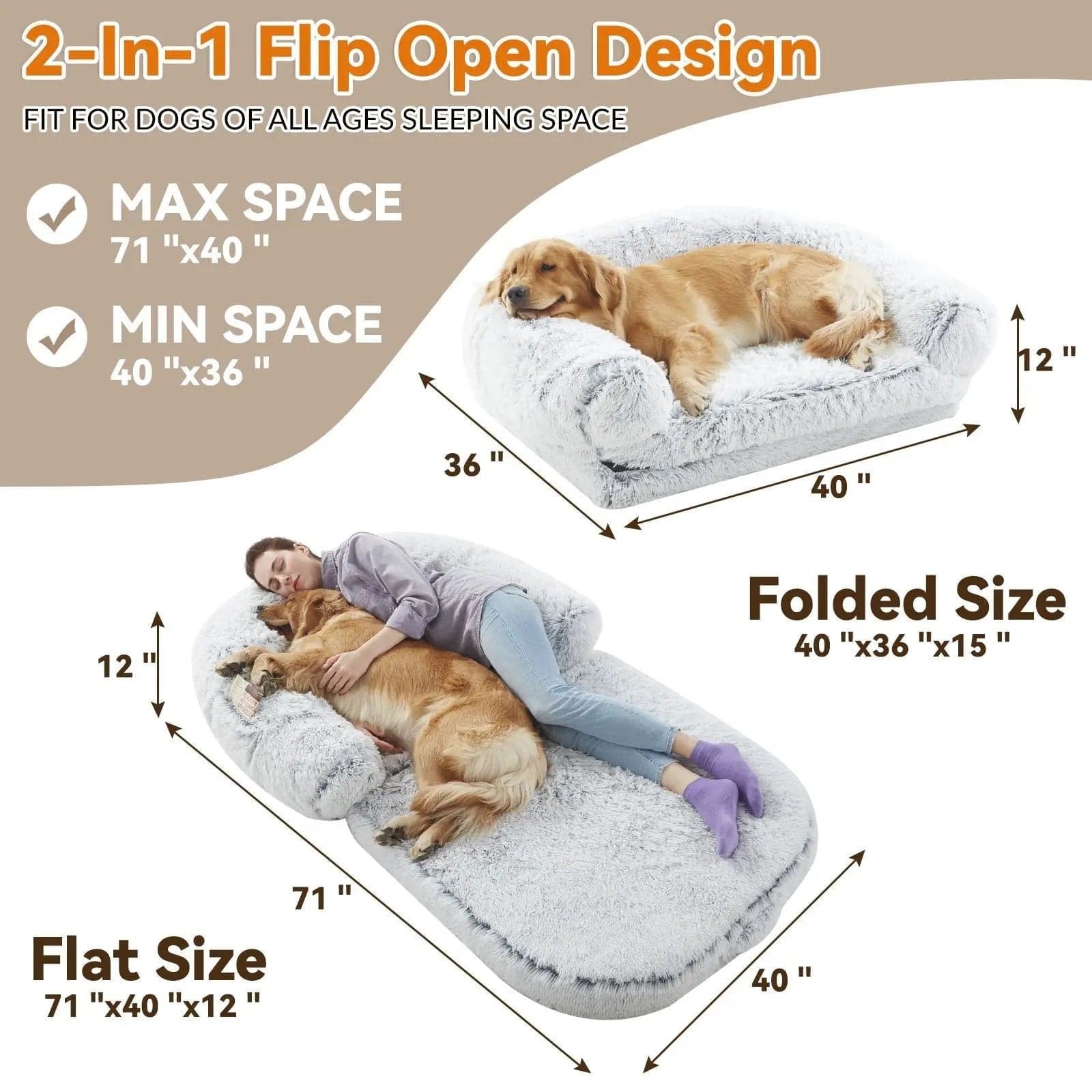 Noblias giant dog bed for humans, plush orthopedic lounger with soft cushioning, perfect for relaxing and lounging comfortably.