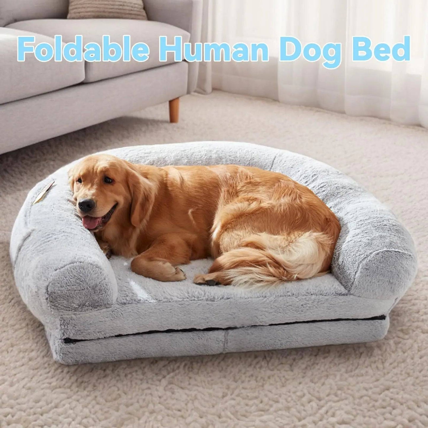 Large plush orthopedic dog bed for humans by Noblias, featuring a soft, cushioned surface for comfortable lounging.