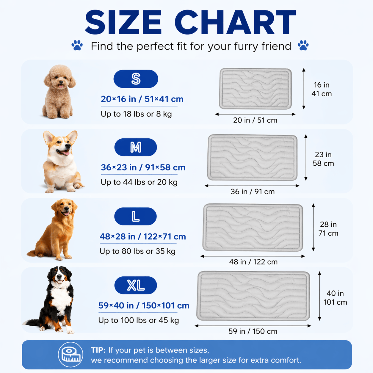 Gray dual-side cooling dog mat by Noblias, showing a comfortable pet resting on the reversible, cooling surface designed for dogs.