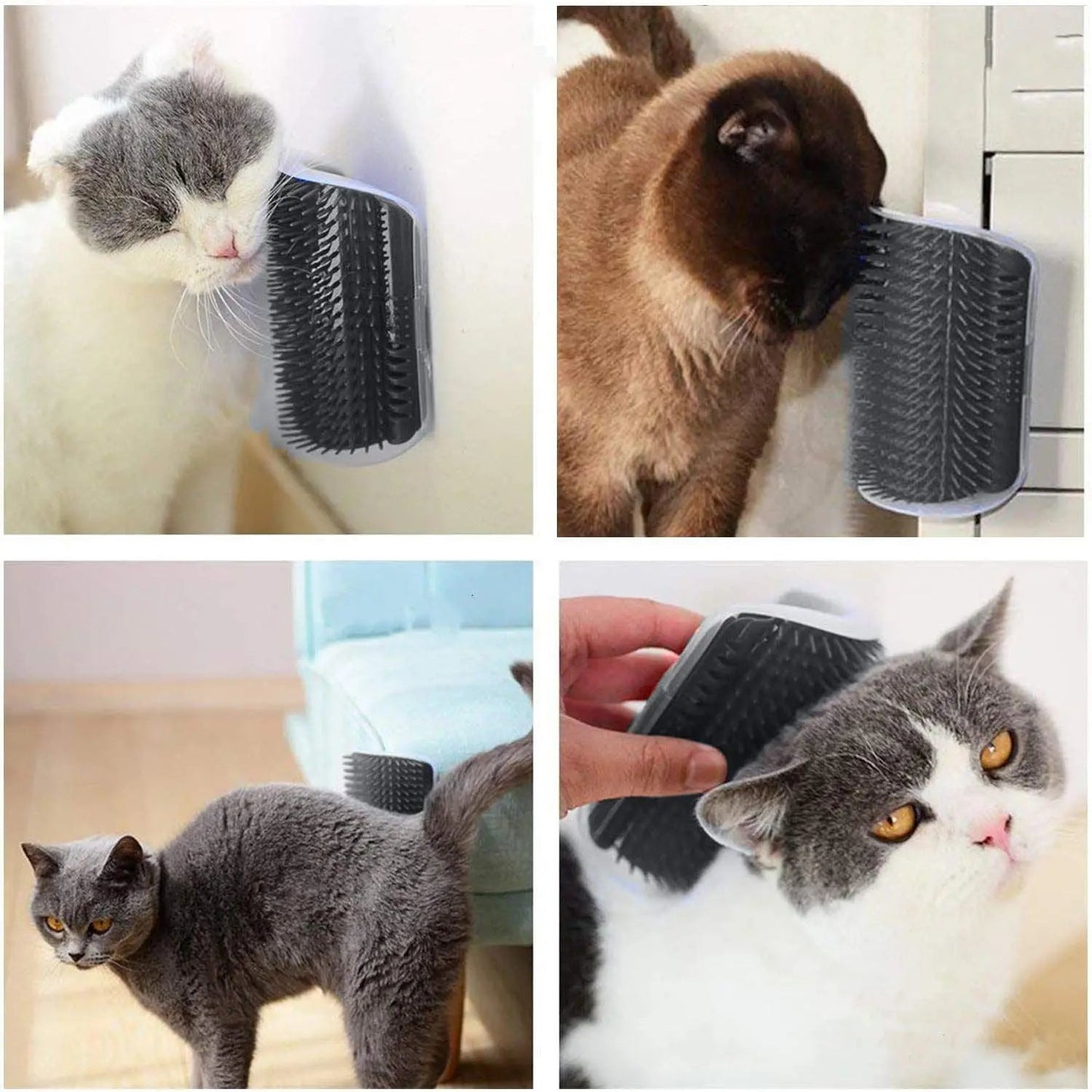 Grey Noblias self-grooming pet brush and corner massage tool for cats and dogs, designed for easy grooming and gentle massage.