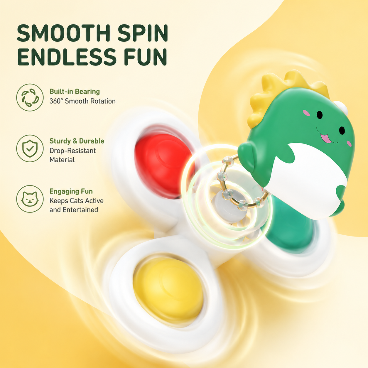 Noblias interactive suction cup cat window spinner toy with rotating insect design for enriching feline play on glass surfaces.