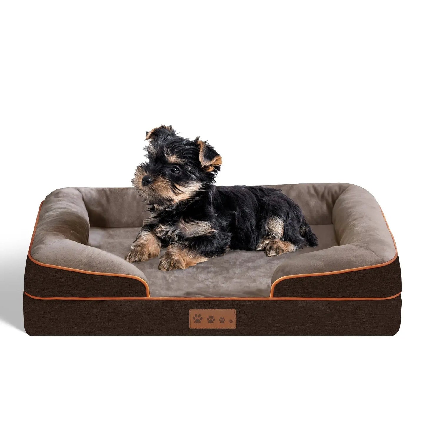 Gray Noblias orthopedic pet bed with supportive memory foam, washable cover, and non-slip base for comfort and stability.