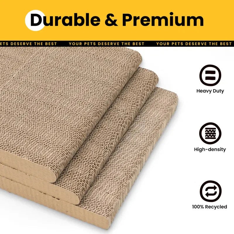 The three heavy duty sisal covered cardboard pads that make up the Noblias L shaped cat scratcher.