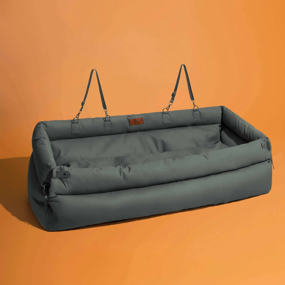 The Noblias large dog car seat bed in gray, shown on its own against a plain background.