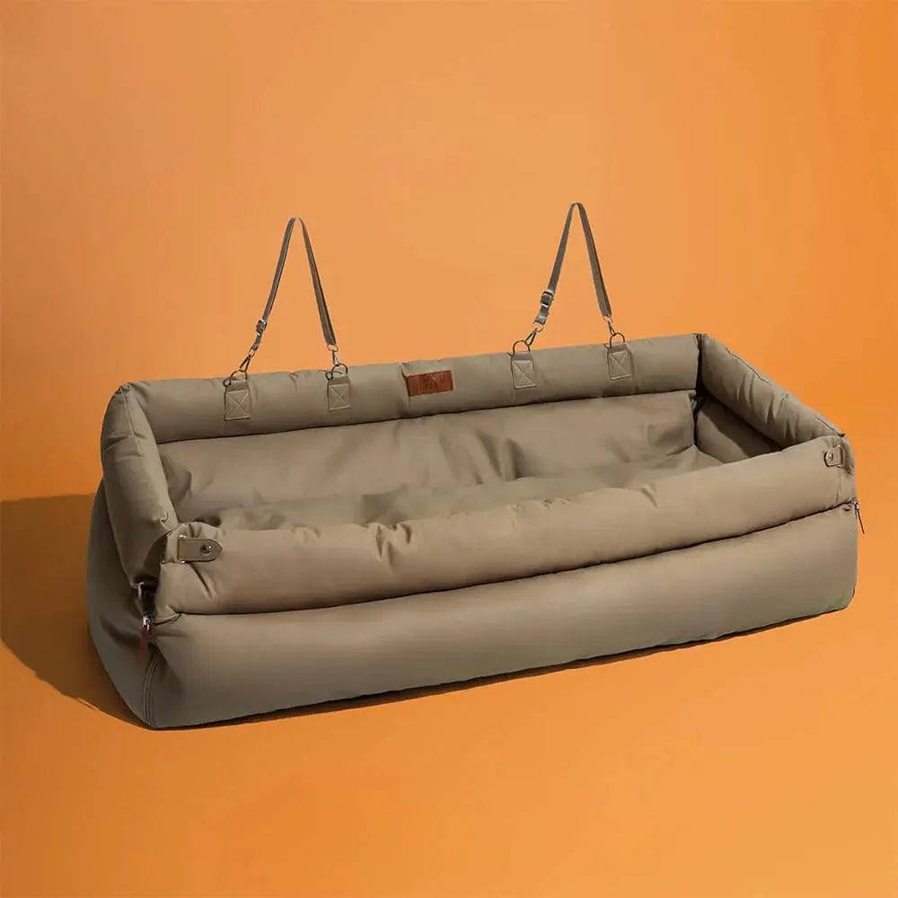 The Noblias large dog car seat bed in olive green, shown on its own against a plain background.