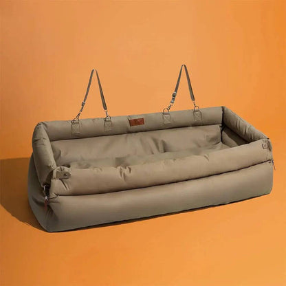 The Noblias large dog car seat bed in olive green, shown on its own against a plain background.